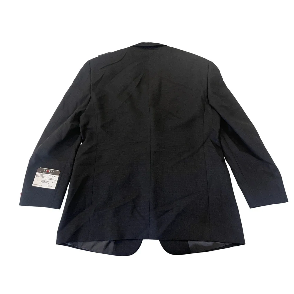 NWT Axcess Claiborne Co Mens 40S Black 100% Worsted Wool 3 Button Blazer Jacket